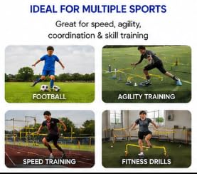Falah Agility Training Hurdle Set with 100cm Poles & 32cm Cones