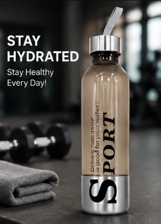 Sports Water Bottles Pack of 6 with Carrying Strap