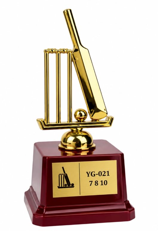 Cricket Trophy Award with Wooden Base 16 cm Gold Finish