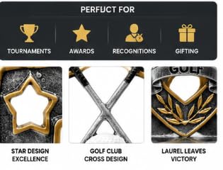 Golf Trophy Resin Award with Engraving Plate, Antiqued Finish