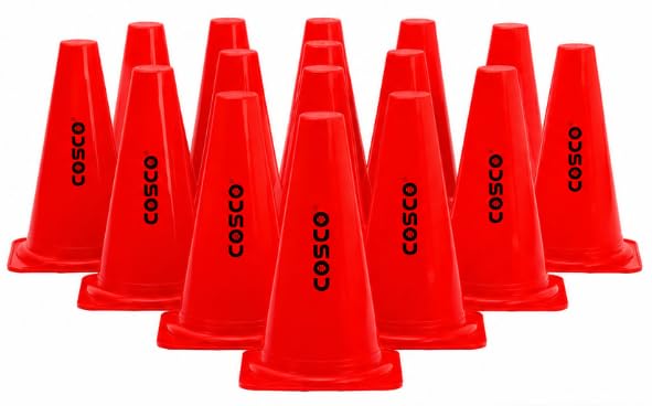 Training Cones Pack of 12 Red with Wide Base