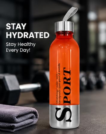 Sports Water Bottles Pack of 6 with Carrying Strap