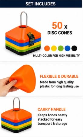 LL Sports Training Disc Cone Set Multi-Color with Carry Handle