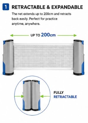 FALAH Retractable Table Tennis Net with Spring Clamp