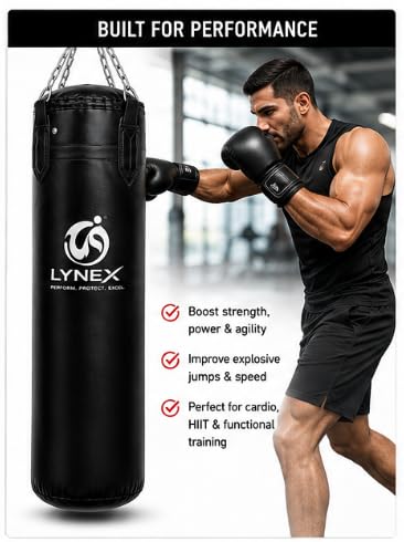 Lynex Heavy Punching Bag with Wall Mount, Chain and Hand Wraps