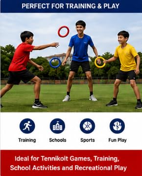 Rubber Tennikoit Ring Set, 4 Pcs, Red Yellow Blue Orange, 16 cm