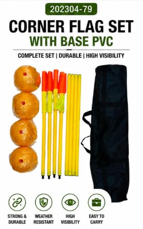 Football Corner Flag Set with PVC Base, 4 High-Visibility Flags