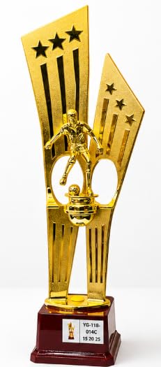 Football Player Trophy Award, Gold Finish with Red Base