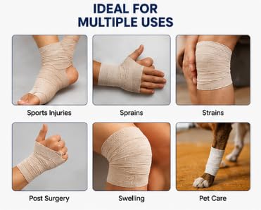 Elastic Bandage 5cm x 4.5m with Metal Clip, Pack of 12 Rolls