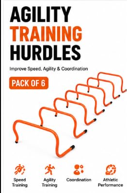 Speed Training Hurdles 15cm, Pack of 6, Lightweight PVC Agility Hurdles for Football, Soccer, Athletics, Fitness, Speed, Coordination and Sports Training