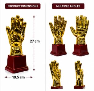 Golden Glove Trophy Award, Gold Finish on Wooden Base