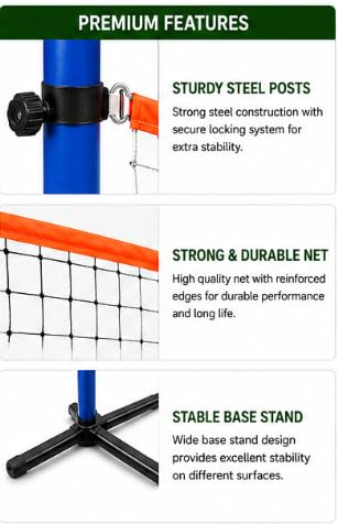 LYNEX Badminton Post Net Set, 3 Meter, Steel Posts with Carry Bag