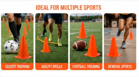 Klynex Training Cone Pack of 6, 23cm Heavy-Duty PVC Orange