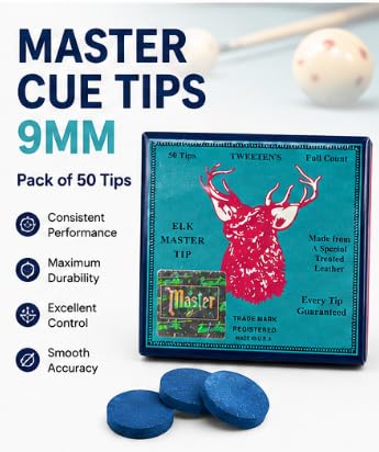 Master Billiard Cue Tips 9mm Blue Replacement Pool & Snooker