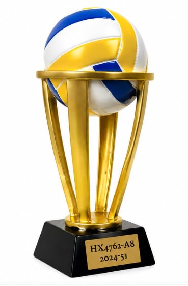 Volleyball Trophy Award with Engraved Base, Gold and Black