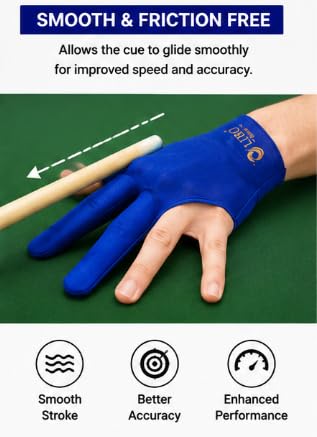LIBO Billiards Blue 3 Finger Billiard Glove Pack of 12