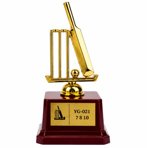 Cricket Trophy Award with Wooden Base 16 cm Gold Finish
