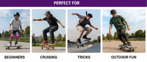 Complete Skateboard for Kids, Teens & Beginners 31 Inch