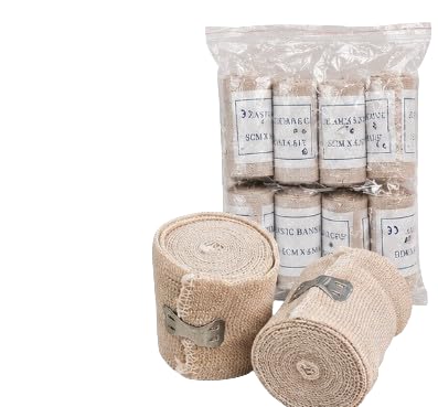 Elastic Bandage 5cm x 4.5m with Metal Clip, Pack of 12 Rolls