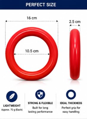 Rubber Tennikoit Ring Set, 4 Pcs, Red Yellow Blue Orange, 16 cm