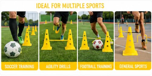LYNEX Training Cone with Holes 38cm Yellow PVC Pack of 6