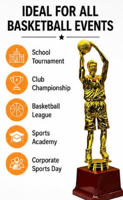 Basketball Trophy Award 27 cm Gold Finish with Wooden Base