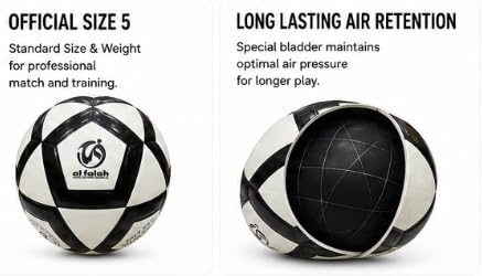 Al Falah Size 5 Football Mikasa FX Model Black & White