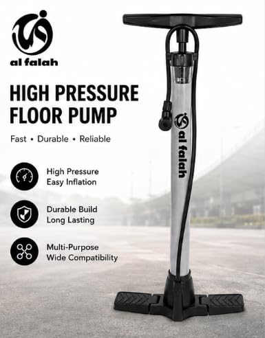 Al Falah 75CM Floor Air Pump with T-Handle & Flexible Hose