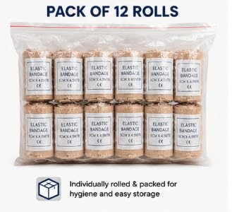 Elastic Bandage 7.5cm x 4.5m with Metal Clip, Pack of 8