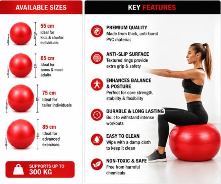 AL FALAH Anti-Burst Exercise Gym Ball with Foot Pump