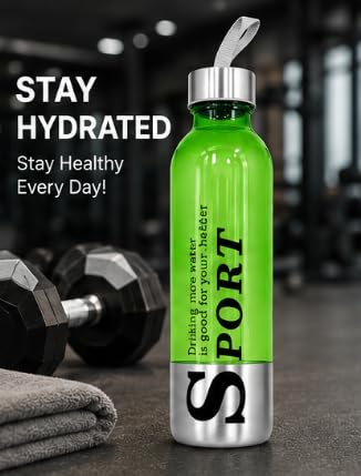 Sports Water Bottles Pack of 6 with Carrying Strap
