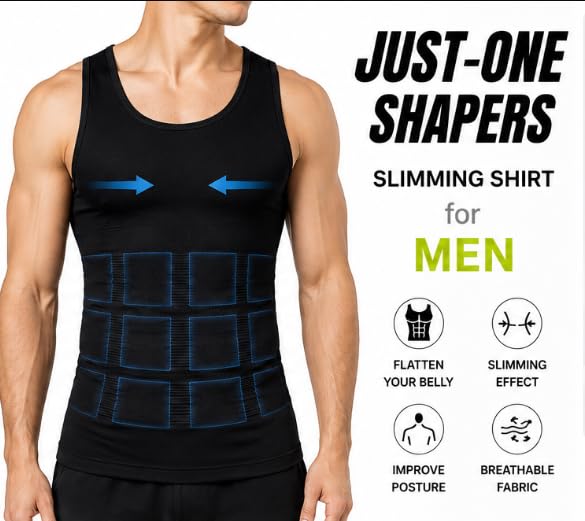 Just-One Shapers Men's Slimming Compression Vest Black large