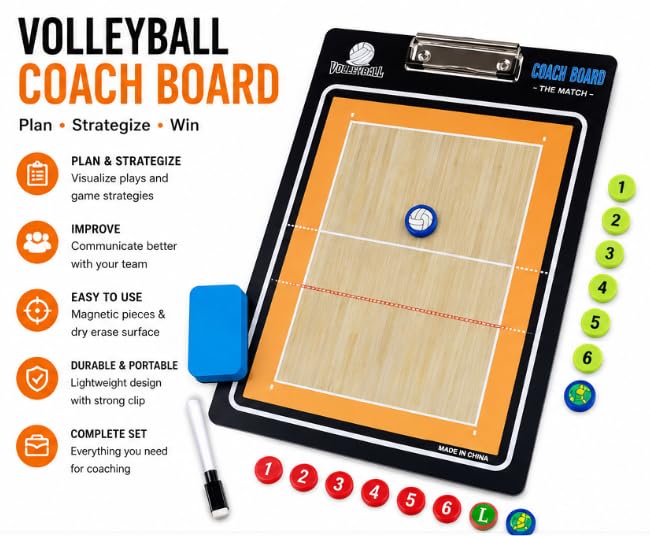 Volleyball Coaching Board Magnetic Dry Erase Tactical Clipboard