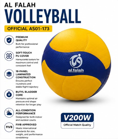 Al Falah AS01-173 Volleyball Microfiber PU Yellow & Blue