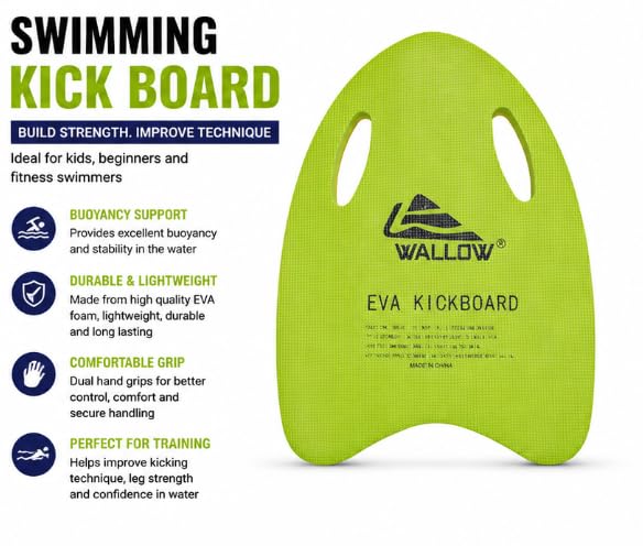WALLOW EVA Kickboard for Swimming Training, Green