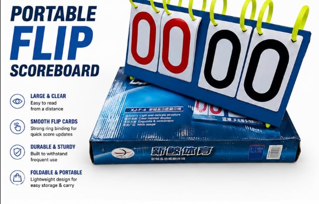 Al Falah Portable Flip Scoreboard 4 Digit Manual Score Keeper