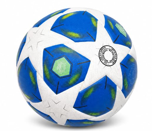 Soccer Ball Size 5, Blue and White, Textured PU Surface