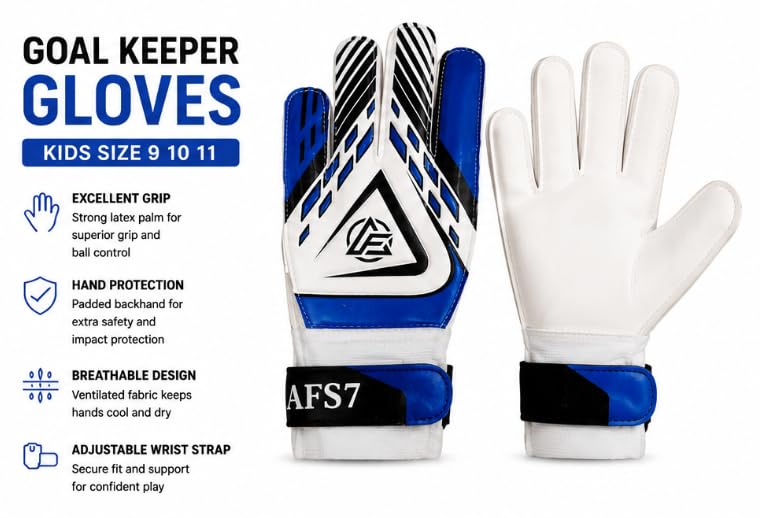AFS7 Goalkeeper Gloves with Latex Palm, Sizes