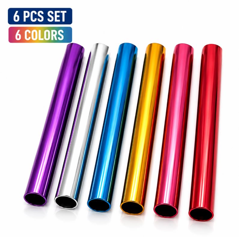 Aluminum Relay Baton Set, 30 cm, 6 Colors, Pack of 6
