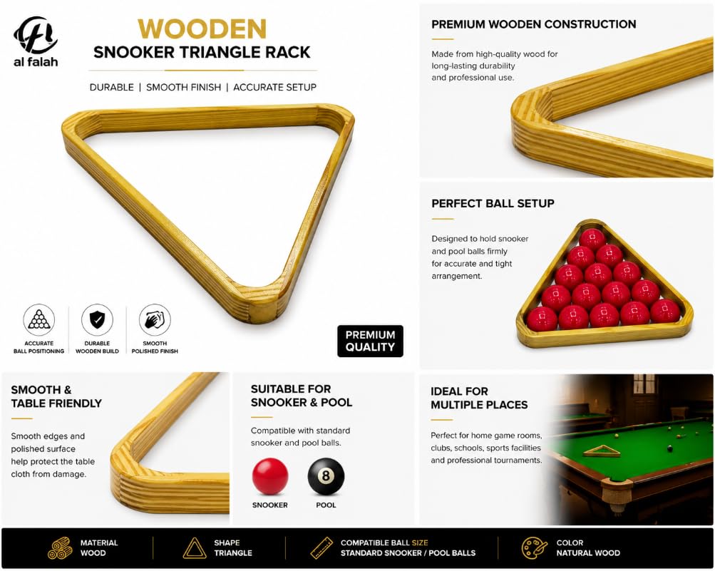 AL FALAH Wooden Snooker Triangle Rack for Pool Table
