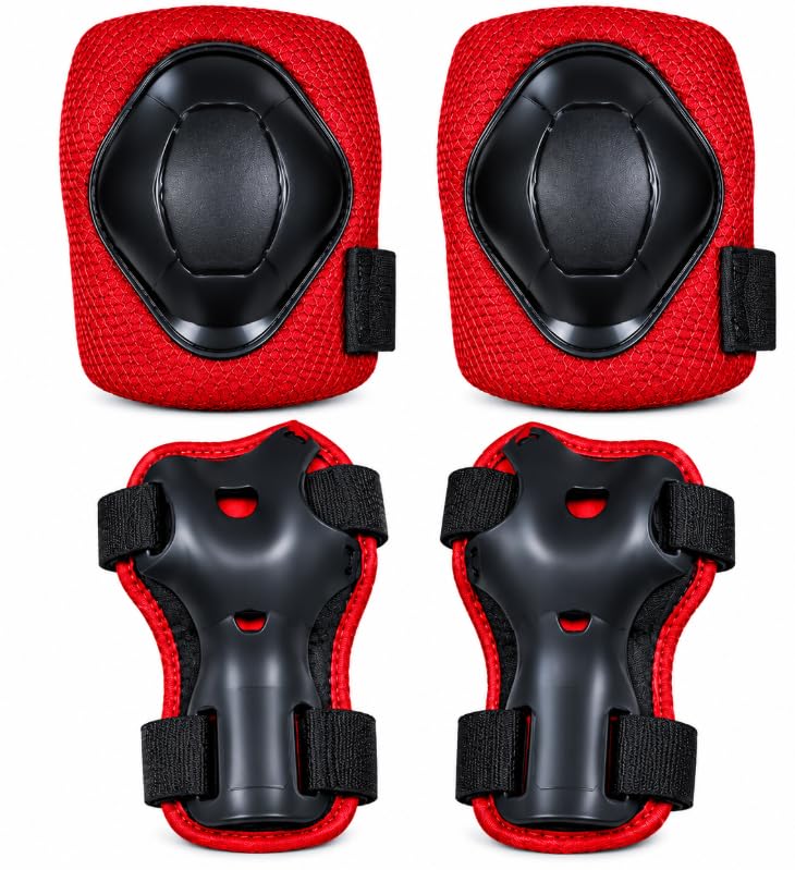 Kids Cycle Knee and Hand Guard Set, Safe and Durable Red